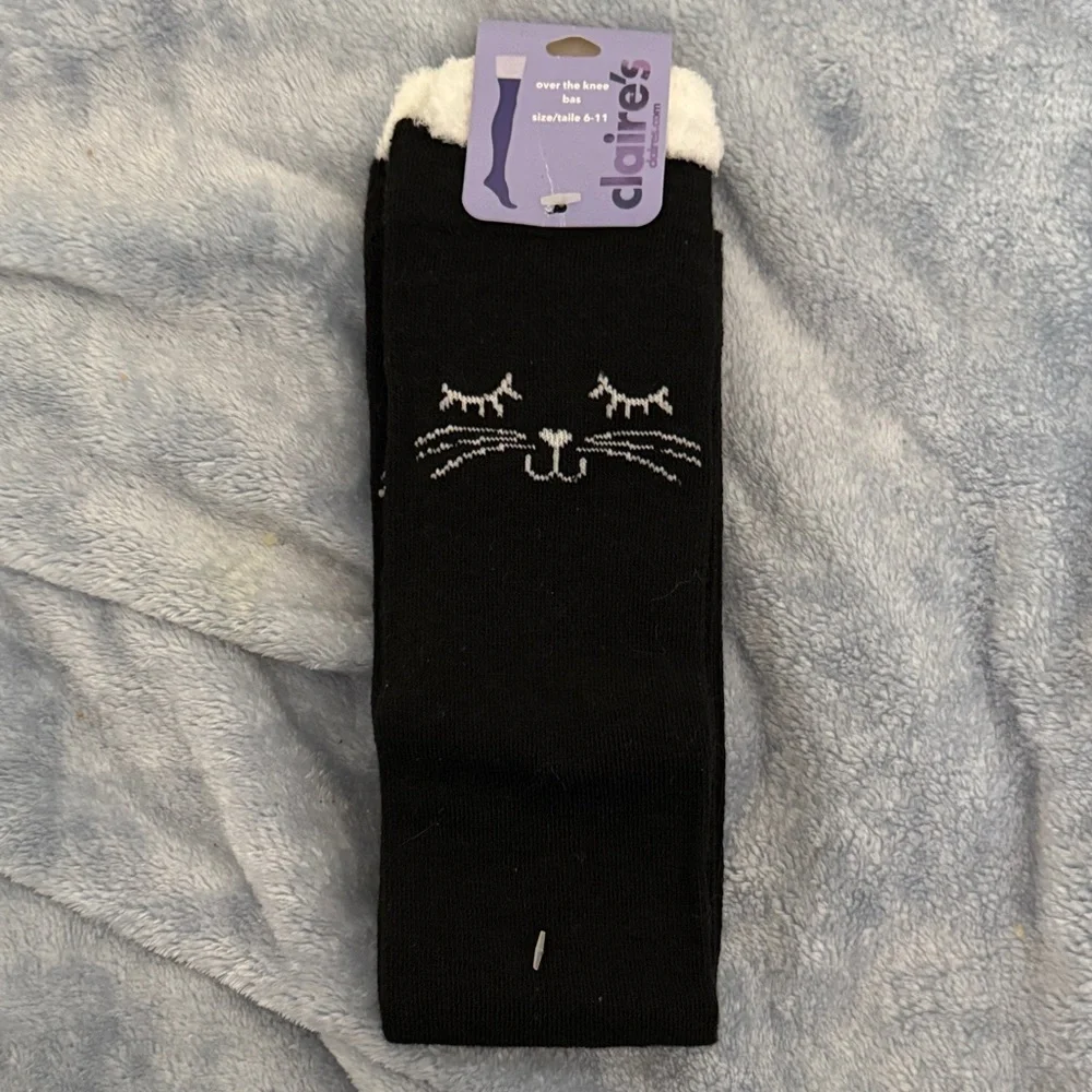 Claire's Black Cat Face Socks